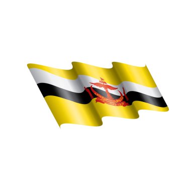 Brunei bayrağı, beyaz arkaplanda vektör illüstrasyonu