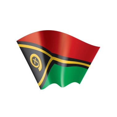 Vanuatu bayrağı, beyaz arkaplanda vektör çizimi
