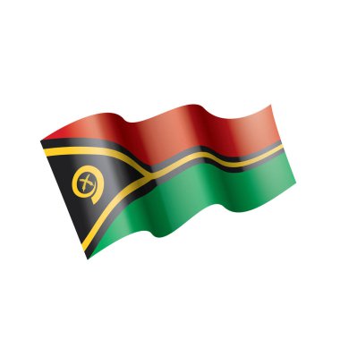 Vanuatu bayrağı, beyaz arkaplanda vektör çizimi