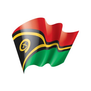 Vanuatu bayrağı, beyaz arkaplanda vektör çizimi