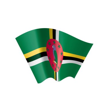 Dominica ulusal bayrağı, beyaz arkaplanda vektör illüstrasyonu