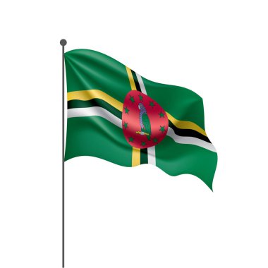 Dominica bayrağı, beyaz arkaplanda vektör illüstrasyonu