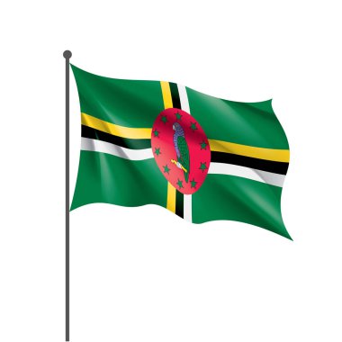 Dominica bayrağı, beyaz arkaplanda vektör illüstrasyonu