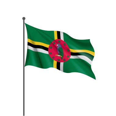 Dominica bayrağı, beyaz arkaplanda vektör illüstrasyonu