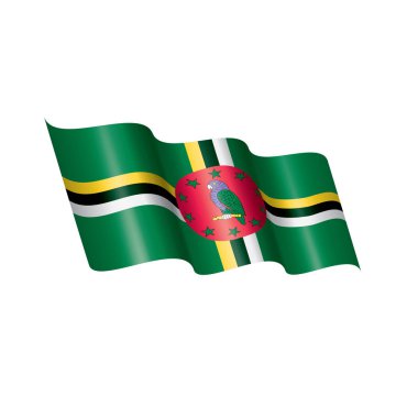 Dominica bayrağı, beyaz arkaplanda vektör illüstrasyonu
