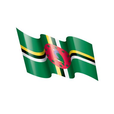 Dominica bayrağı, beyaz arkaplanda vektör illüstrasyonu