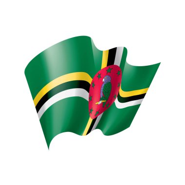 Dominica bayrağı, beyaz arkaplanda vektör illüstrasyonu