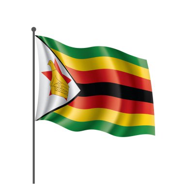 Zimbabwe bayrağı, beyaz arkaplanda vektör illüstrasyonu