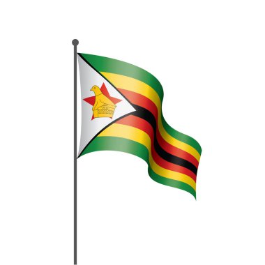 Zimbabwe bayrağı, beyaz arkaplanda vektör illüstrasyonu