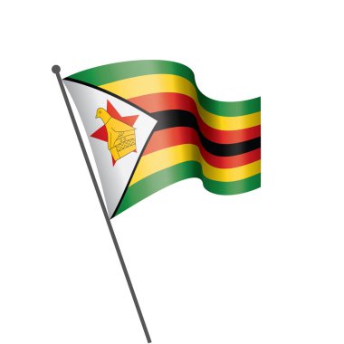 Zimbabwe bayrağı, beyaz arkaplanda vektör illüstrasyonu