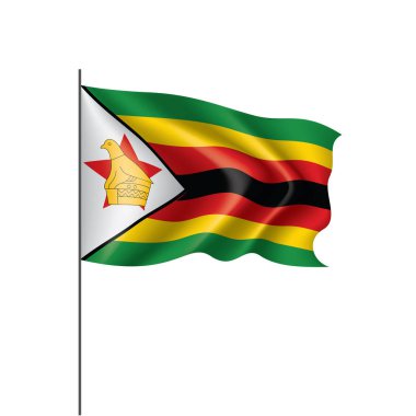 Zimbabwe bayrağı, beyaz arkaplanda vektör illüstrasyonu