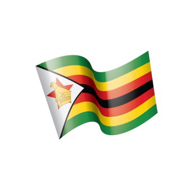 Zimbabwe bayrağı, beyaz arkaplanda vektör illüstrasyonu