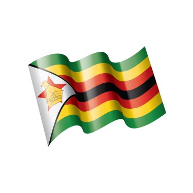 Zimbabwe bayrağı, beyaz arkaplanda vektör illüstrasyonu