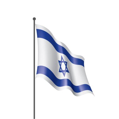 İsrail bayrağı, beyaz arkaplanda vektör illüstrasyonu