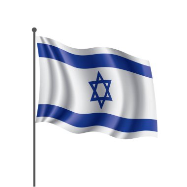 İsrail bayrağı, beyaz arkaplanda vektör illüstrasyonu