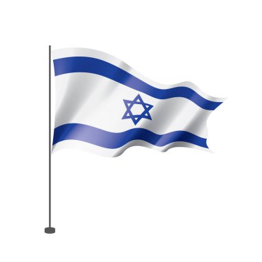 İsrail bayrağı, beyaz arkaplanda vektör illüstrasyonu