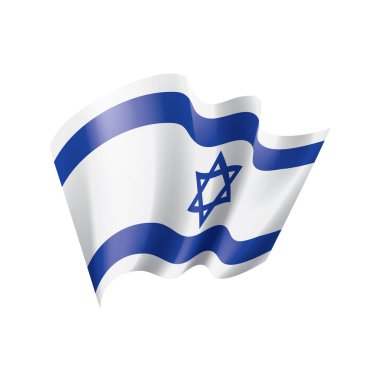 İsrail bayrağı, beyaz arkaplanda vektör illüstrasyonu