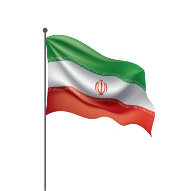 İran bayrağı, beyaz arka planda vektör illüstrasyonu