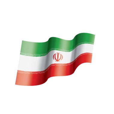 İran bayrağı, beyaz arka planda vektör illüstrasyonu