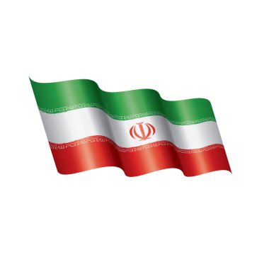 İran bayrağı, beyaz arka planda vektör illüstrasyonu