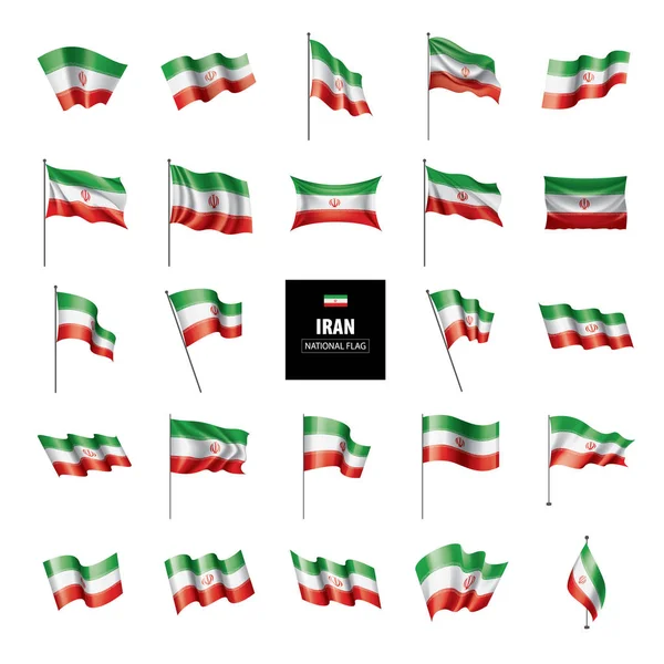 İran bayrağı, beyaz arka planda vektör illüstrasyonu — Stok Vektör