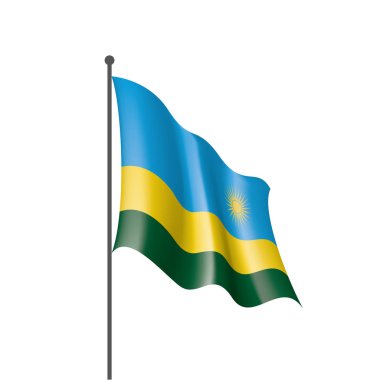 Ruanda bayrağı, beyaz arkaplanda vektör illüstrasyonu