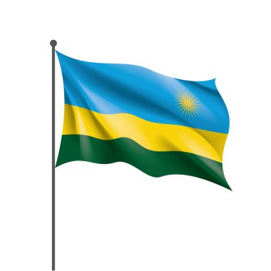 Ruanda bayrağı, beyaz arkaplanda vektör illüstrasyonu