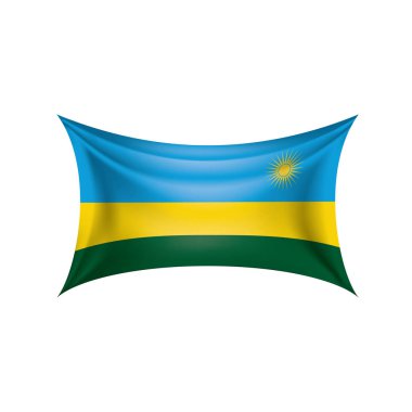 Ruanda bayrağı, beyaz arkaplanda vektör illüstrasyonu