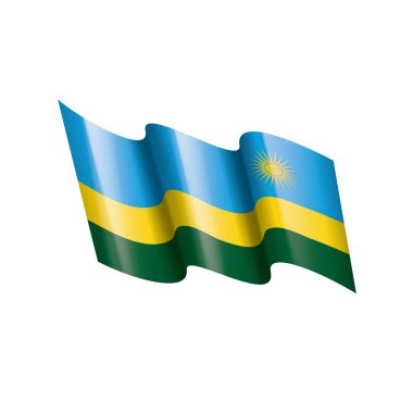 Ruanda bayrağı, beyaz arkaplanda vektör illüstrasyonu