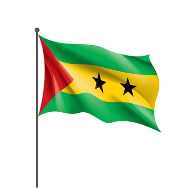 Sao Tome ve Principe bayrağı, beyaz arkaplanda vektör illüstrasyonu