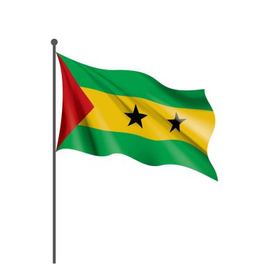 Sao Tome ve Principe bayrağı, beyaz arkaplanda vektör illüstrasyonu