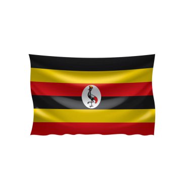 Uganda bayrağı, beyaz arkaplanda vektör illüstrasyonu