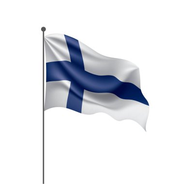 Finlandiya bayrağı, beyaz bir arka plan üzerinde vektör çizim