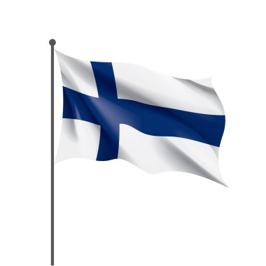 Finlandiya bayrağı, beyaz bir arka plan üzerinde vektör çizim