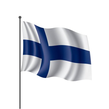Finlandiya bayrağı, beyaz bir arka plan üzerinde vektör çizim