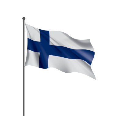 Finlandiya bayrağı, beyaz bir arka plan üzerinde vektör çizim