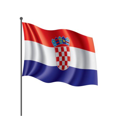 Hırvatistan bayrağı, beyaz bir arka plan üzerinde vektör çizim