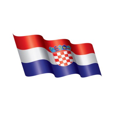 Hırvatistan bayrağı, beyaz bir arka plan üzerinde vektör çizim
