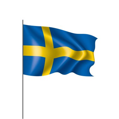 İsveç bayrağı, beyaz bir arka plan üzerinde vektör çizim