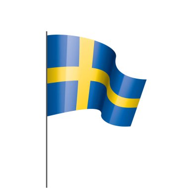 İsveç bayrağı, beyaz bir arka plan üzerinde vektör çizim