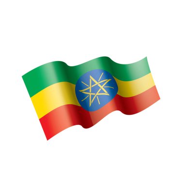 Etiyopya bayrağı, beyaz arkaplanda vektör illüstrasyonu