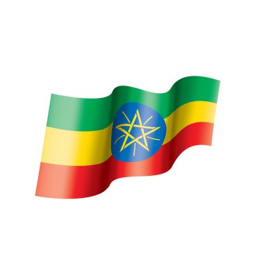 Etiyopya bayrağı, beyaz arkaplanda vektör illüstrasyonu