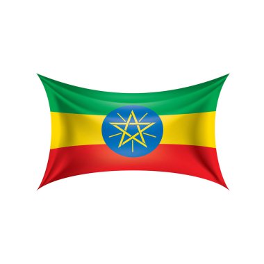 Etiyopya bayrağı, beyaz arkaplanda vektör illüstrasyonu