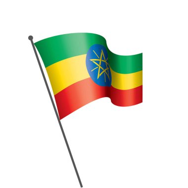 Etiyopya bayrağı, beyaz arkaplanda vektör illüstrasyonu