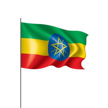 Etiyopya bayrağı, beyaz arkaplanda vektör illüstrasyonu