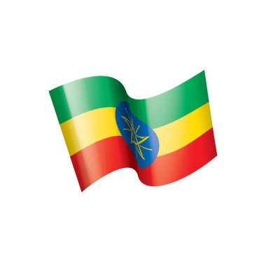 Etiyopya bayrağı, beyaz arkaplanda vektör illüstrasyonu