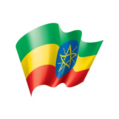 Etiyopya bayrağı, beyaz arkaplanda vektör illüstrasyonu