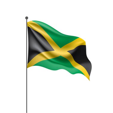 Jamaika bayrağı, beyaz arkaplanda vektör illüstrasyonu