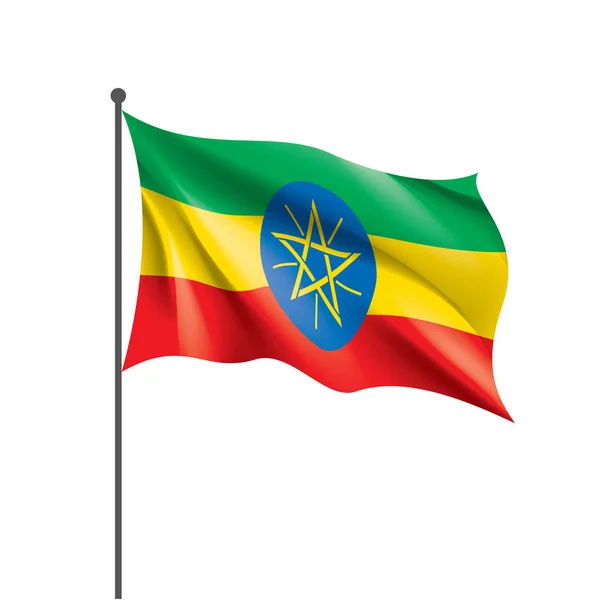 Etiópia zászló, vektor illusztráció fehér alapon — Stock Vector