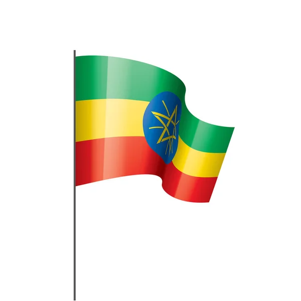 흰 배경에 있는 벡터 그림, 에티오피아 국기 — 스톡 벡터